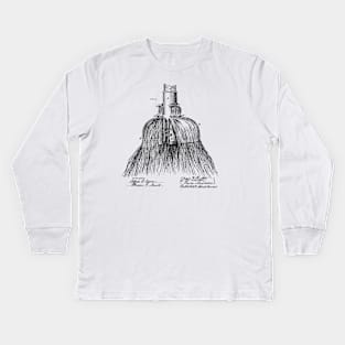 Broom Handle Socket Vintage Patent Hand Drawing Kids Long Sleeve T-Shirt